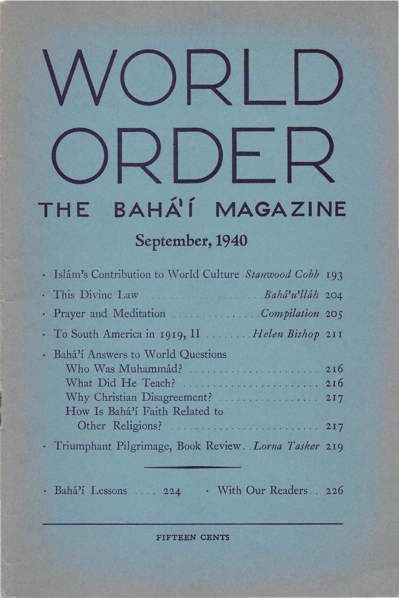 World Order/Volume 6 - Bahaiworks, a library of works about the Bahá’í ...